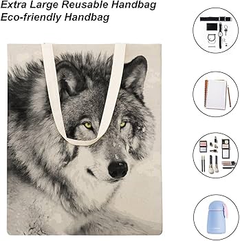 Amazon.co.jp: 手提げ袋 狼 オオカミ 買い物袋 メンズ レディース エコ